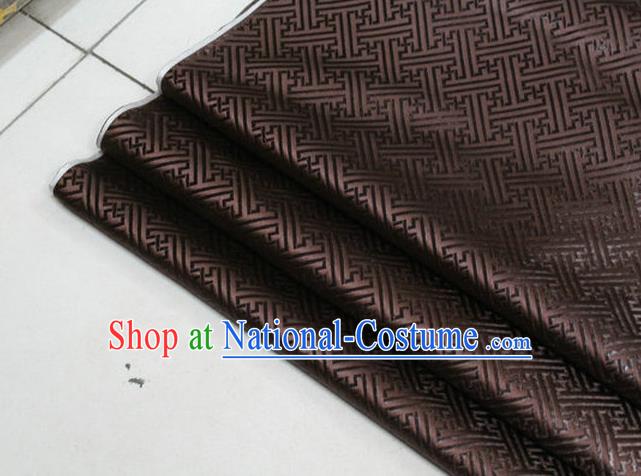 Chinese Traditional Costume Royal Palace Pattern Mongolian Robe Brown Brocade Fabric, Chinese Ancient Clothing Drapery Hanfu Cheongsam Material
