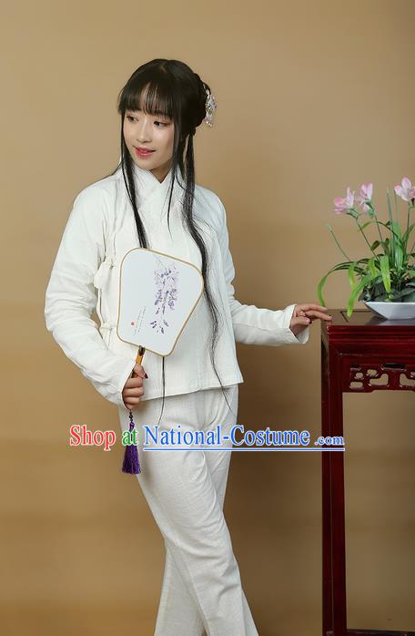 Traditional Ancient Chinese Female Costume Blouse and Pants Underpants Complete Set, Elegant Hanfu Underpants Clothing Chinese Ming Dynasty Palace Lady Clothing for Women