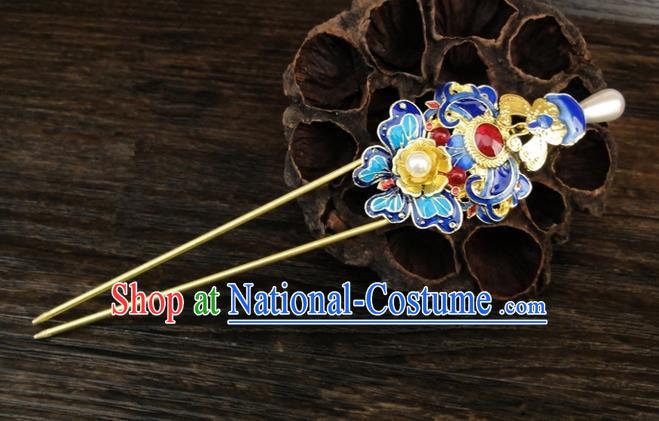 Traditional Handmade Chinese Ancient Classical Hair Accessories Barrettes Hairpin, Blueing Hair Sticks Hair Jewellery, Hair Fascinators Hairpins for Women