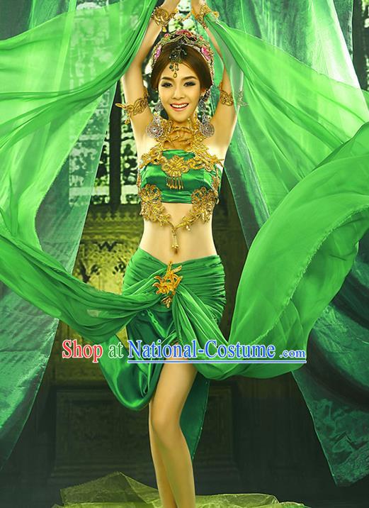 Traditional Ancient Indian Palace Sari Costumes, Indian Young Lady Belly Dance Dress for Women