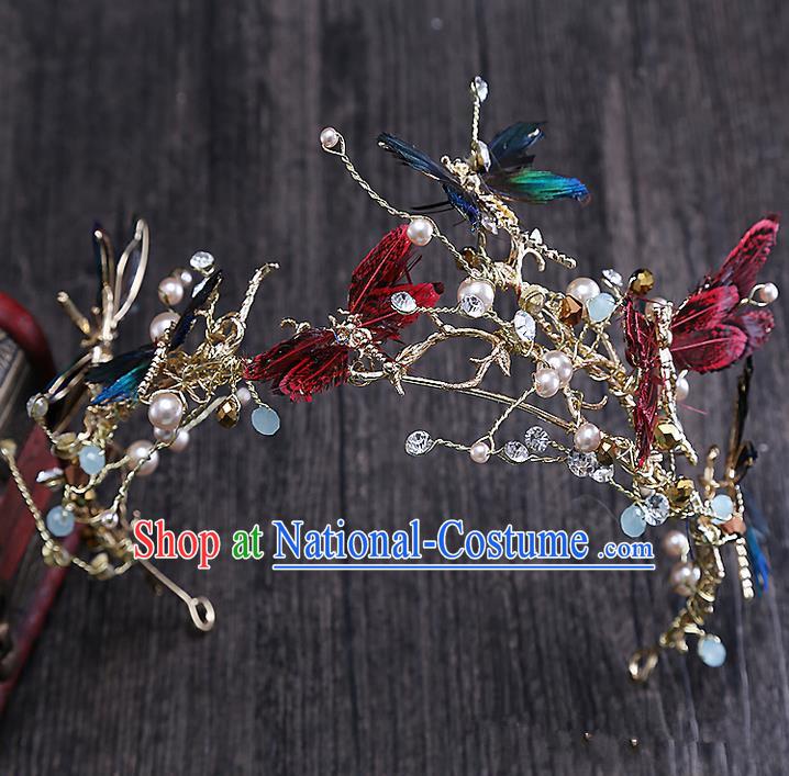 Top Grade Handmade Wedding Bride Hair Accessories Princess Flowers Hair Crown, Traditional Baroque Hair Clasp Headband Headpiece for Women