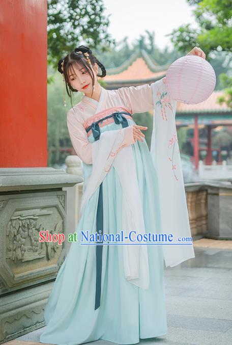 Traditional Chinese Tang Dynasty Palace Lady Costume Complete Set, Elegant Hanfu Clothing Embroidered Dress, Chinese Ancient Princess Clothing for Women