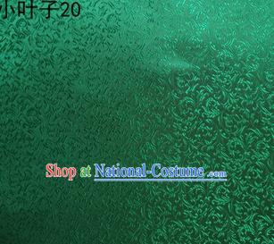 Asian Chinese Traditional Embroidery Leaves Green Satin Silk Fabric, Top Grade Arhat Bed Brocade Tang Suit Hanfu Dress Fabric Cheongsam Cloth Material