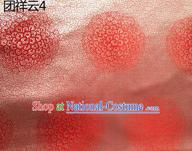 Traditional Asian Chinese Handmade Embroidery Round Auspicious Clouds Silk Satin Tang Suit Pink Mongolian Robe Fabric, Nanjing Brocade Ancient Costume Hanfu Cheongsam Cloth Material