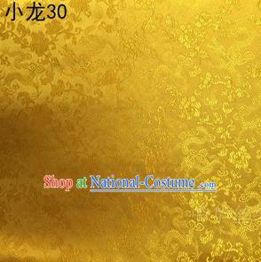 Traditional Asian Chinese Handmade Embroidery Dragons Silk Tapestry Tibetan Clothing Golden Fabric Drapery, Top Grade Nanjing Brocade Cheongsam Cloth Material
