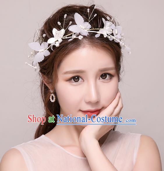 Top Grade Handmade Chinese Classical Hair Accessories Princess Wedding Silk Butterfly Hair Clasp Headband Bride Headwear for Women