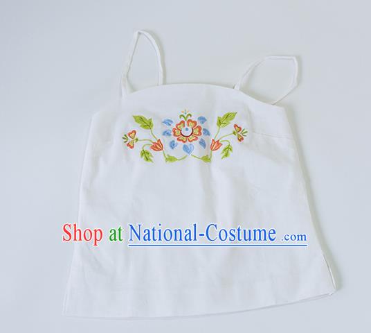 Traditional Chinese Ancient Hanfu Costumes, Asian China Song Dynasty Embroidery Sun-top Vest White Bellyband for Women