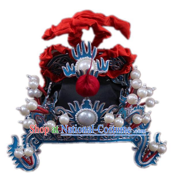 Traditional China Beijing Opera General Hats, Chinese Peking Opera Royal Highness Helmet Headwear