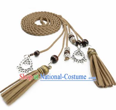 Chinese Ancient Hanfu Hair Accessories Traditional Swordswoman Khaki Hair Band  for Women
