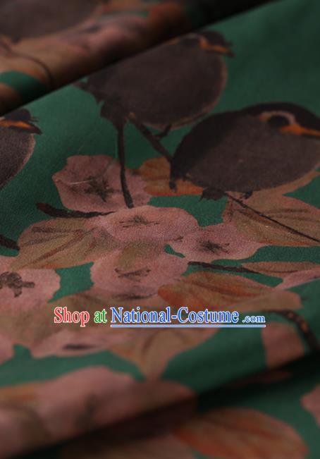Asian Chinese Silk Fabric Traditional Classical Pattern Green Satin Plain Cheongsam Drapery Gambiered Guangdong Gauze