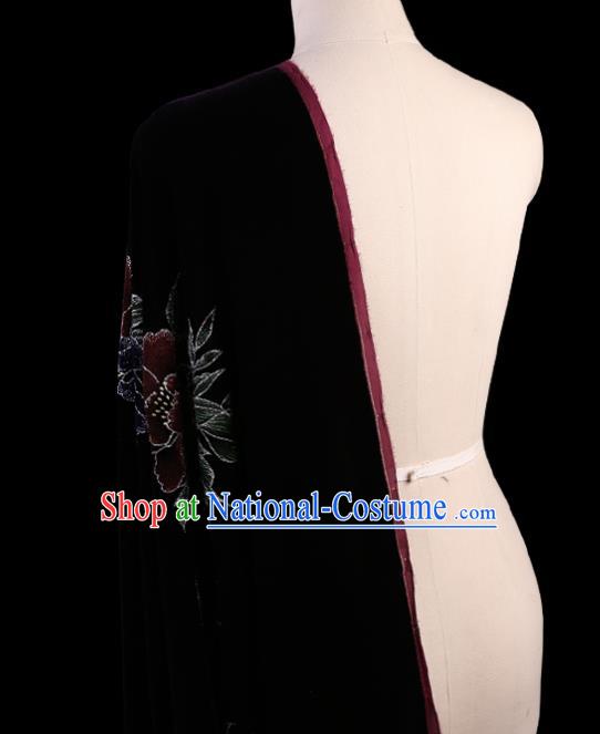 Chinese Traditional Wine Red Velvet Fabric Palace Pattern Cheongsam Pleuche Silk Drapery