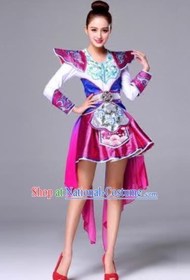 Traditional Chinese Classical Dance Purple Dress Drum Dance Folk Dance Costume for Women