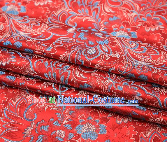 Chinese Traditional Red Satin Brocade Fabric Tang Suit Classical Pattern Design Material Drapery