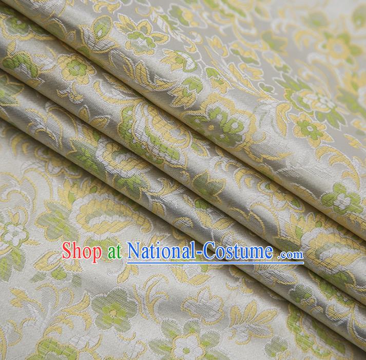 Chinese Traditional Apparel Light Green Brocade Fabric Classical Flowers Pattern Design Material Satin Drapery