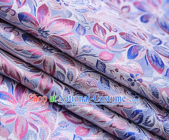 Traditional Chinese Tang Suit Lilac Brocade Fabric Classical Petunia Pattern Design Satin Material Drapery