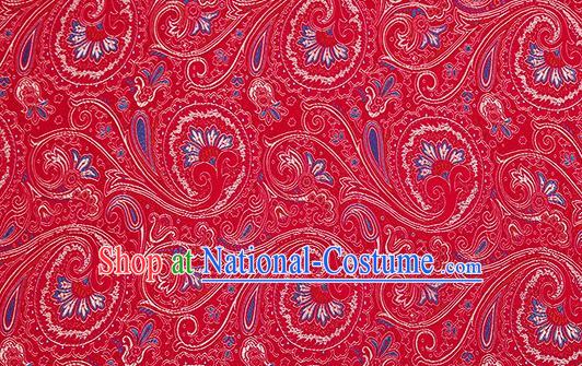Chinese Traditional Satin Classical Loquat Flower Pattern Design Purplish Red Brocade Fabric Tang Suit Material Drapery
