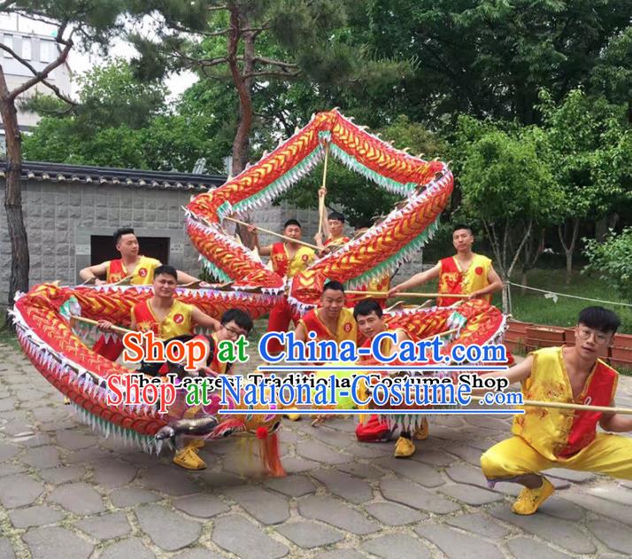 World Dragon Dance Competition Red Dragon Head Chinese Traditional Dragon Dance Costumes Complete Set for Adult