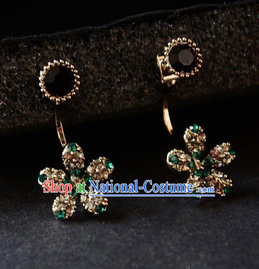 European Western Bride Vintage Accessories Renaissance Bohemia Crystal Flower Earrings for Women