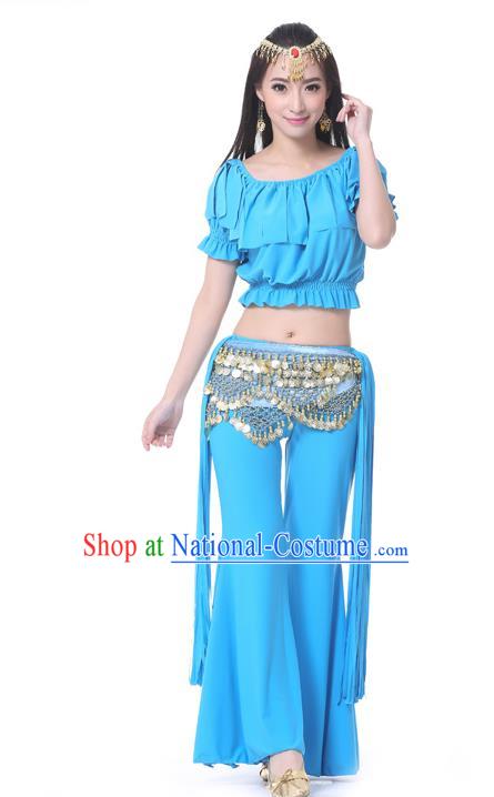 Indian Belly Dance Blue Uniform India Raks Sharki Dress Oriental Dance Rosy Clothing for Women