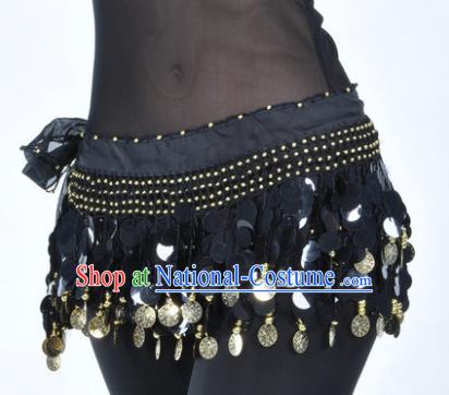 Indian Traditional Belly Dance Black Tassel Belts Waistband India Raks Sharki Waist Accessories for Women
