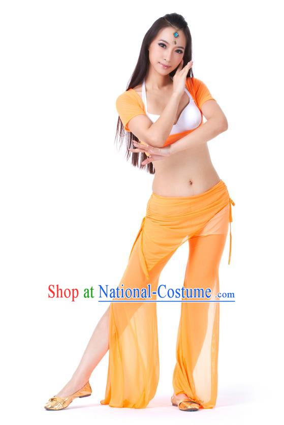 Asian Indian Belly Dance Orange Uniform India Raks Sharki Dress Oriental Dance Clothing for Women