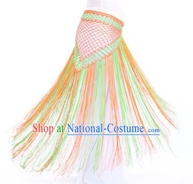Indian Belly Dance Orange and Green Tassel Waist Scarf Waistband India Raks Sharki Belts for Women