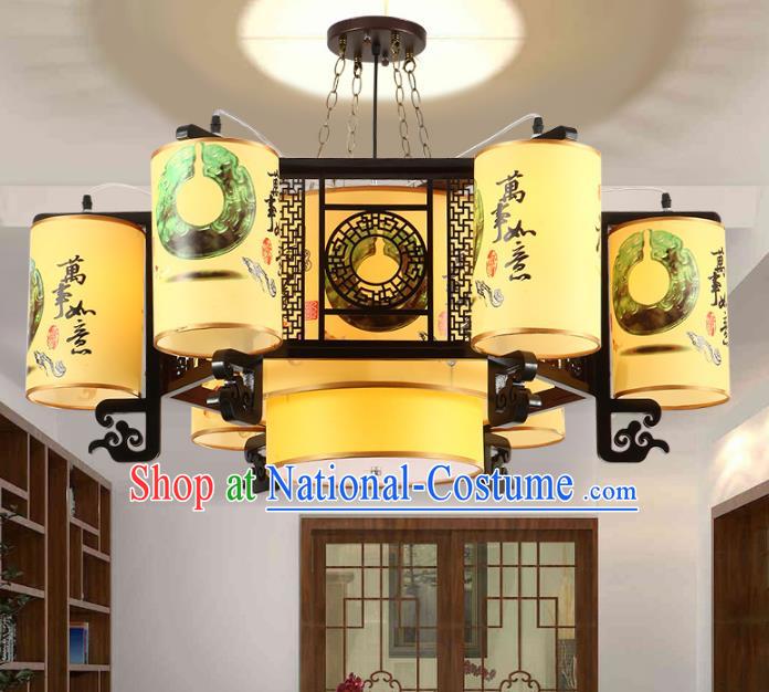 Traditional Chinese Painting Palace Lanterns Handmade Six-Lights Lantern Ancient Ceiling Lamp