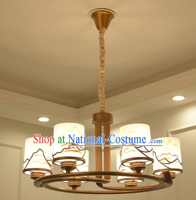 China Handmade Ceiling Lanterns Traditional Chinese Painted Six-Lights Palace Lantern Ancient Lanterns