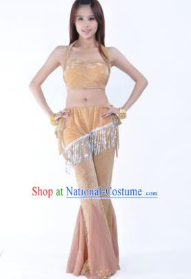 Traditional Indian Belly Dance Training Clothing India Oriental Dance Khaki Outfits for Women