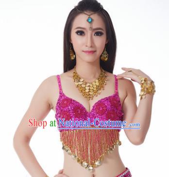 Indian Belly Dance Flowers Rosy Brassiere Asian India Oriental Dance Costume for Women