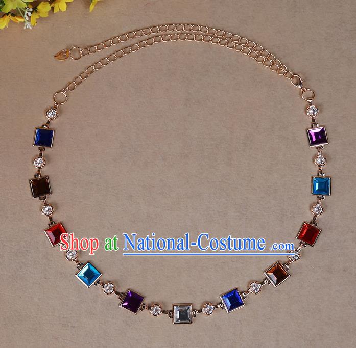Indian Traditional Belly Dance Waist Accessories Colorful Crystal Belts for Women