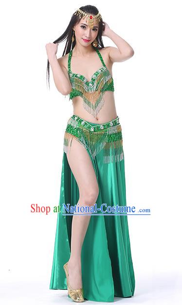 Indian Traditional Oriental Bollywood Dance Green Dress Belly Dance Sexy Costume for Women