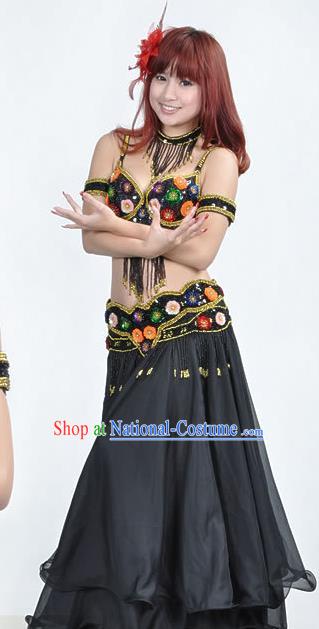 Indian Traditional Belly Dance Performance Costume Classical Oriental Dance Black Dress for Women