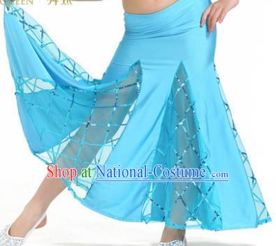 Indian Traditional Belly Dance Performance Costume Classical Oriental Dance Blue Fishtail Skirt for Kids