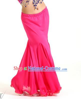 Asian Indian Belly Dance Rosy Fishtail Skirt Stage Performance Oriental Dance Clothing for Kids