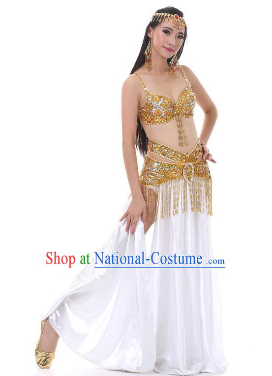 Traditional Bollywood Belly Dance Sexy White Dress Indian Oriental Dance Costume for Women