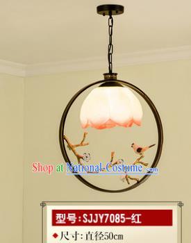 Asian China Traditional Handmade Lantern Red Flower Ceiling Lamp Ancient Palace Lanern