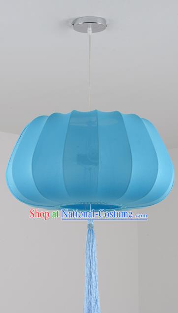China Handmade Blue Hanging Lantern Traditional Lanterns New Year Palace Ceiling Lamp