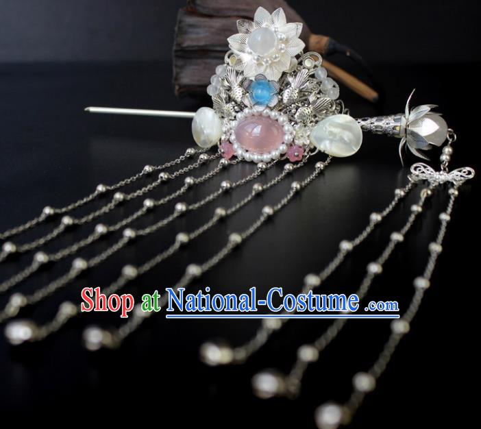 Chinese Ancient Handmade Hair Accessories Classical Hairpins Tassel Hairdo Crown for Women