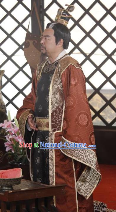 Chinese Ancient Sui Dynasty Royal Highness Li Zhenzong Embroidered Replica Costume for Men