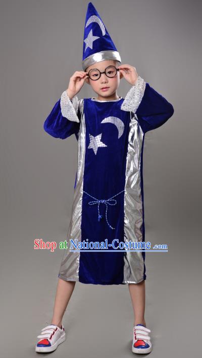 Top Grade Children Stage Performance Costume, Professional Halloween Cosplay Sorcerer Clothing for Kids