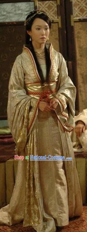 Chinese Ancient Tang Dynasty Imperial Concubine Embroidered Replica Costume for Women