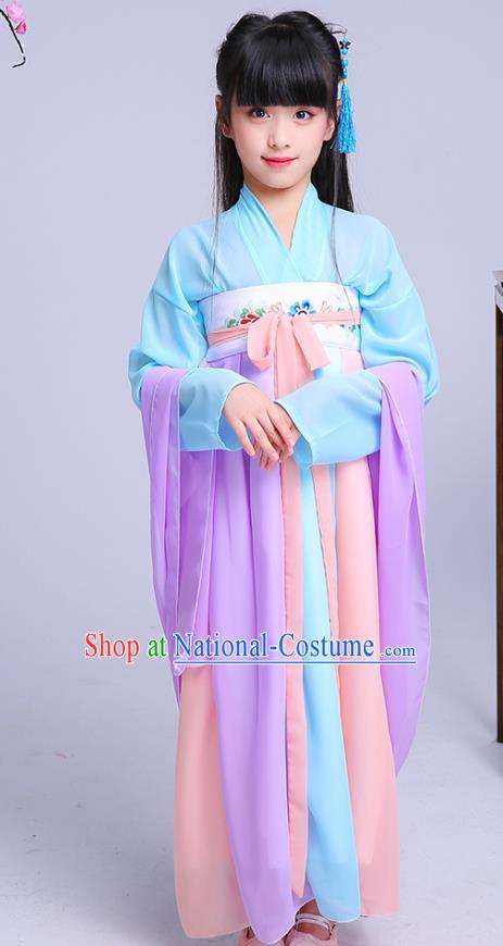 Chinese Traditional Folk Dance Costumes Ancient Hanfu Dress Children Classical Dance Clothing for Kids