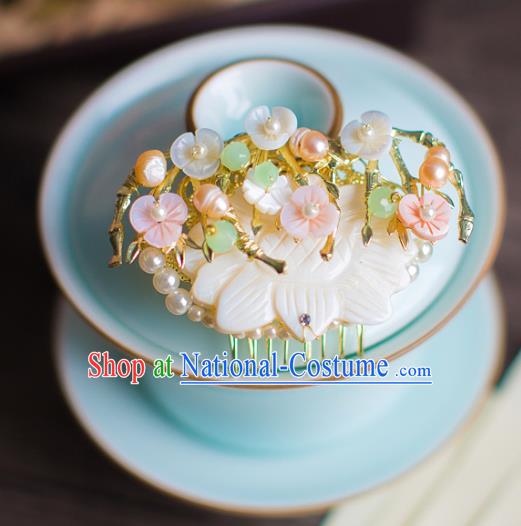 Chinese Traditional Palace Hair Accessories Pearls Hair Comb Ancient Xiuhe Suit Hairpins for Women