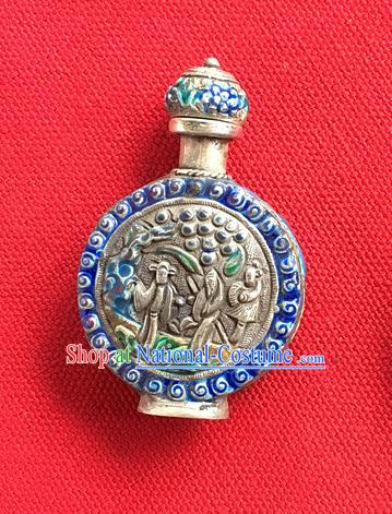Chinese Traditional Ornaments Accessories Ancient Sliver Blueing Snuff Bottle for Women