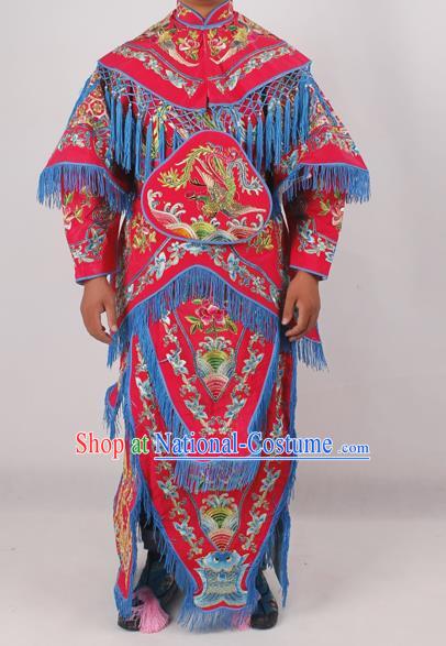 Chinese Peking Opera Blues Red Costume Ancient Female Warriors Embroidered Clothing for Adults
