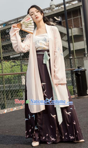Chinese Song Dynasty Traditional Costumes Ancient Young Lady Embroidered Hanfu Dress for Women