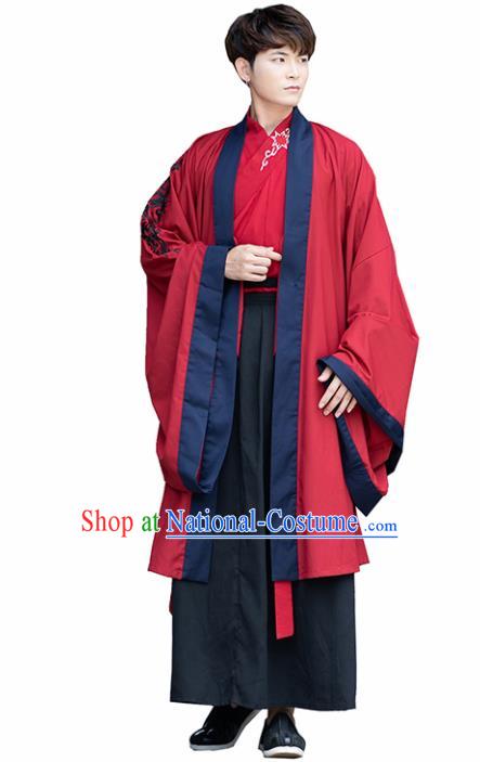 Chinese Ancient Traditional Han Dynasty Scholar Swordsman Costumes Complete Set for Men