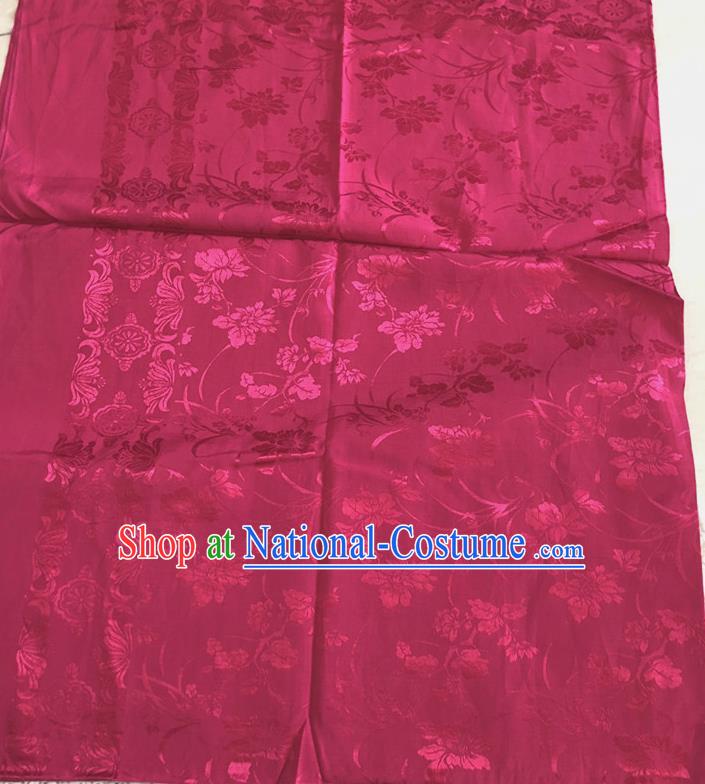 Asian Chinese Traditional Fabric Flowers Pattern Rosy Brocade Cloth