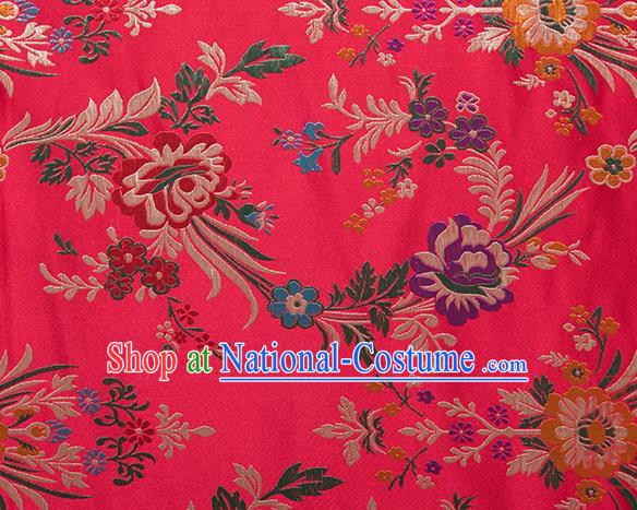 Chinese Traditional Begonia Pattern Tang Suit Red Brocade Fabric Silk Cloth Cheongsam Material Drapery